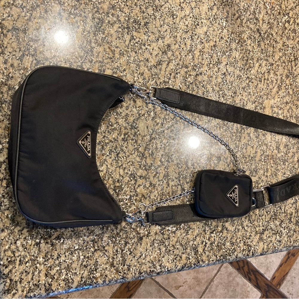 Prada Black Nylon Bag with Detachable Coin Bag & Straps MSRP $2,200